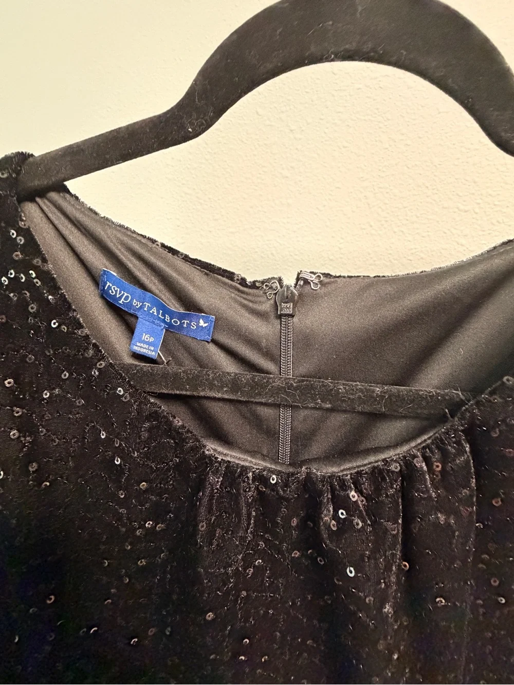 Talbots Black Sequin Velvet Midi Dress
